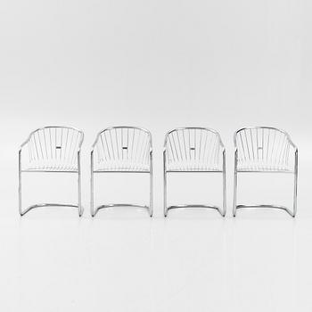 A set of four Italian chrome chairs, late 20th century.