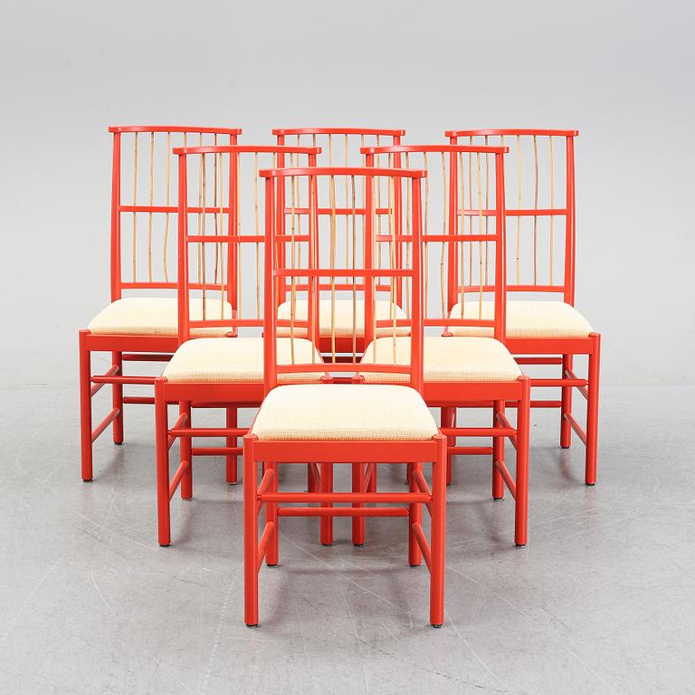 Six chairs, model 2025, by Josef Frank in 1925, Firma Svenskt Tenn.