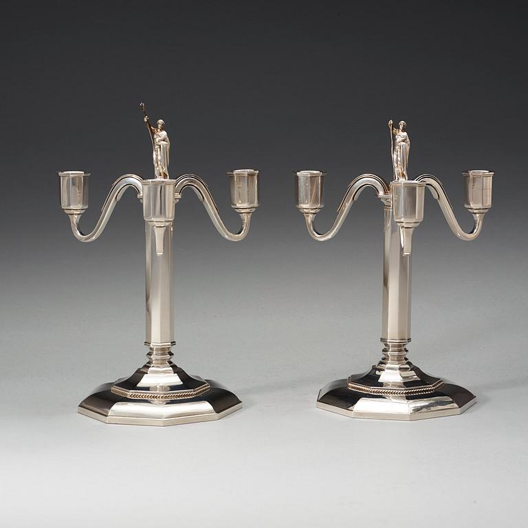 A pair of Atelier Borgila sterling candelabra, Stockholm 1941.
