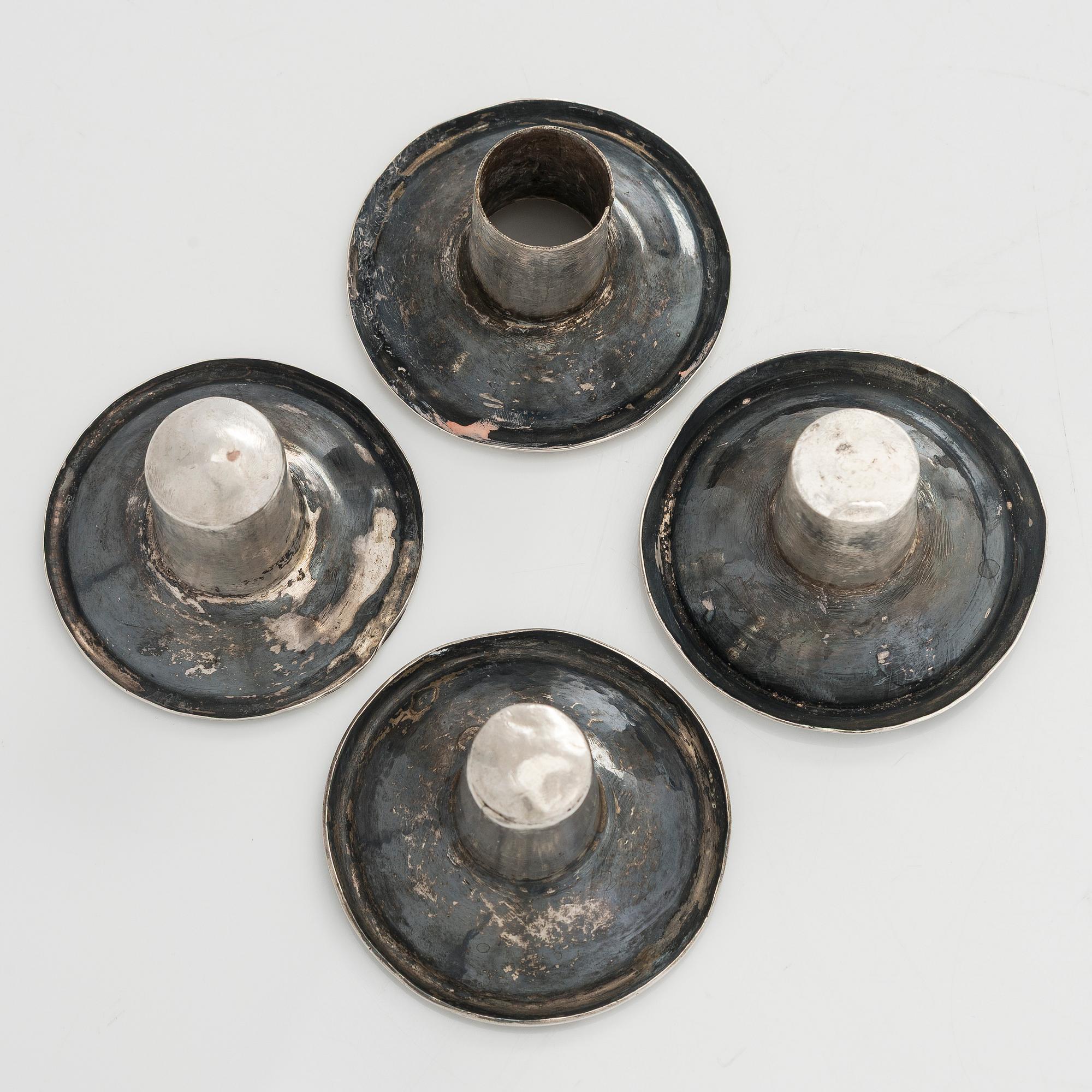 Pehr och Adolf Zethelius, kandelabrar, ett par, silver, Stockholm 1797 och 1824. Empire.