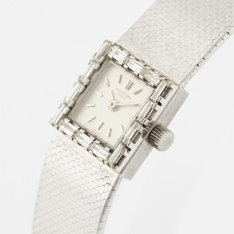Patek Philippe, armbandsur, "Baguette Diamonds Bezel", 16 x 16 mm.