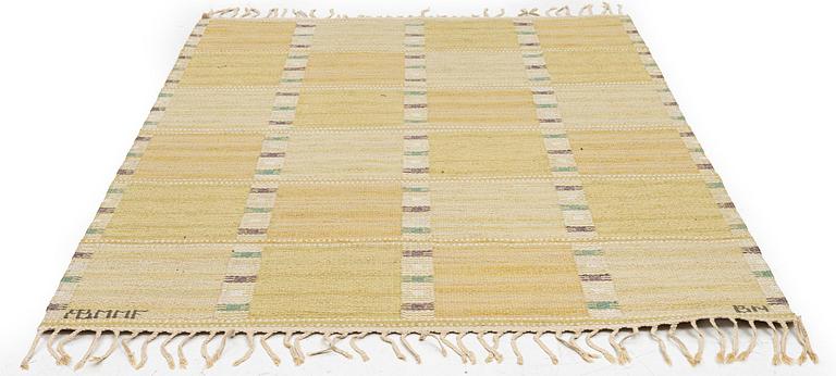 Barbro Nilsson, a 'Falurutan, gul' carpet, flat weave, c. 172 x 118 cm signed AB MMF BN.