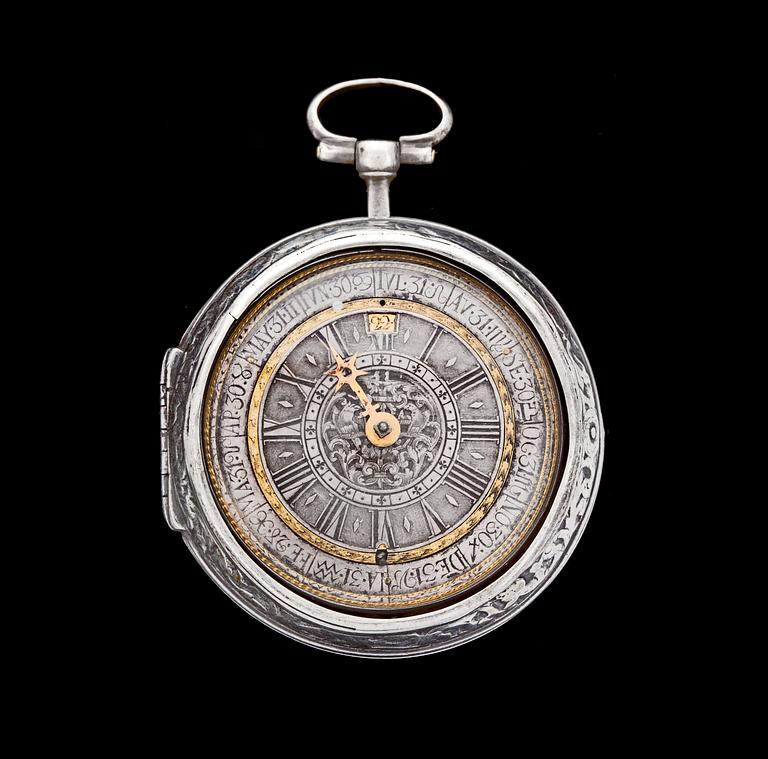 A silver verge pocketwatch, Wideman. Stockholm, ca 1700.