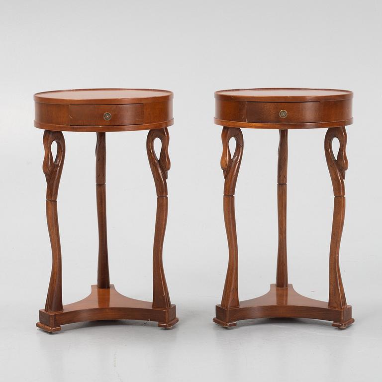 A pair of Empire style bedside tables, Selva, Italy.