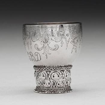 A Norwegian 17th century silver roemer, mark of  Jochum Hansen Fendt (Skien c 1682 - 1711).