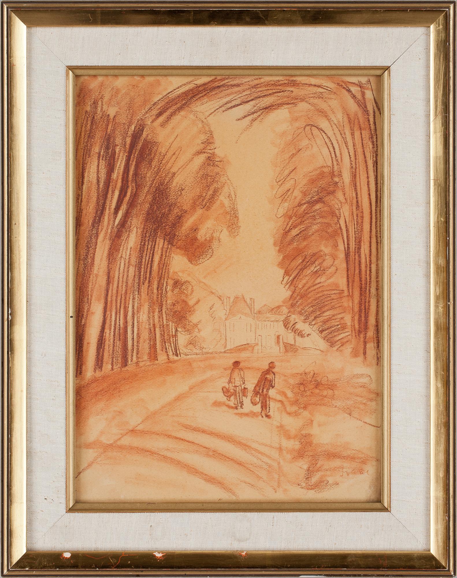 ISAAC GRÜNEWALD, krita på papper, sign.