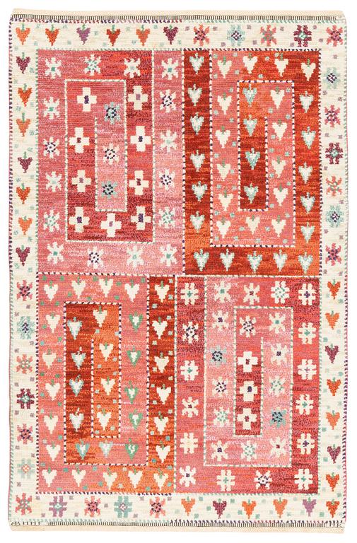 Marianne Richter, a carpet, 'Blommor och Blad', knotted pile, c 186 x 124 cm, signed AB MMF MR.