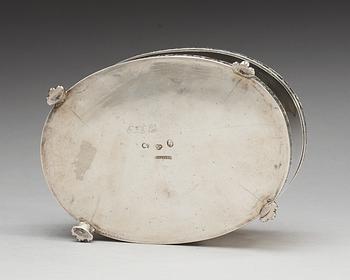 A Swedish 18th century silver sugar-box, makers mark of  Abraham Hallard, Stockholm 1785.