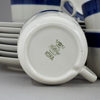 SERVISDELAR, 25 delar, porslin, "Koka Blå", Hertha Bengtsson, Rörstrand, 1956-1988.