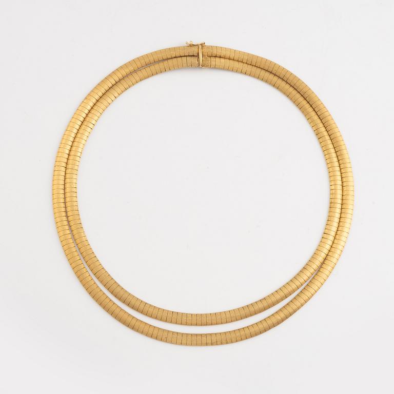Necklace and bracelet, 18K gold. Italian marks.