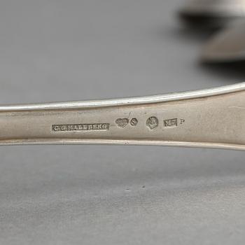 PARTI BESTICK, 8 st, silver. Bl.a. O. Hagrelius 1808. Tot vikt ca 435 g.
