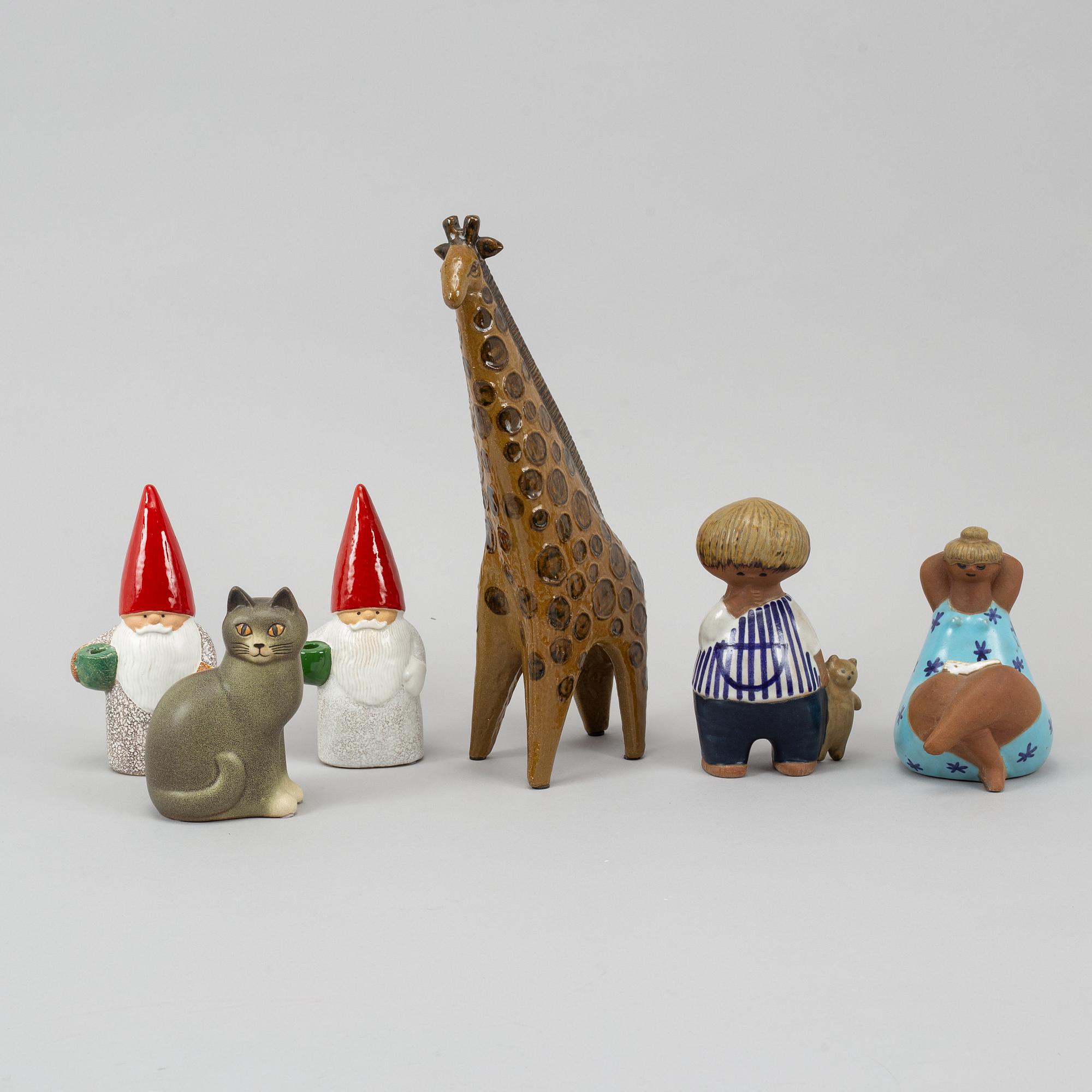 Lisa Larson, a group of six stoneware figurines, including K-Studion, Gustavsberg.