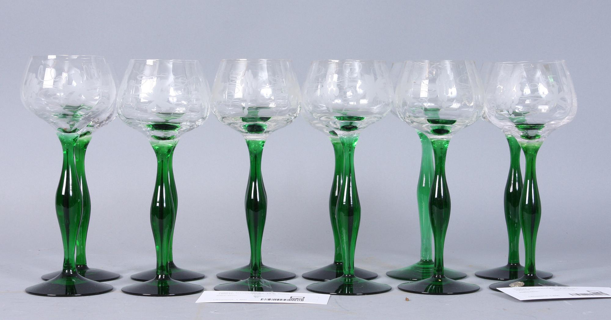 VITVINSGLAS, 12 st, Kosta, 1900-tal.