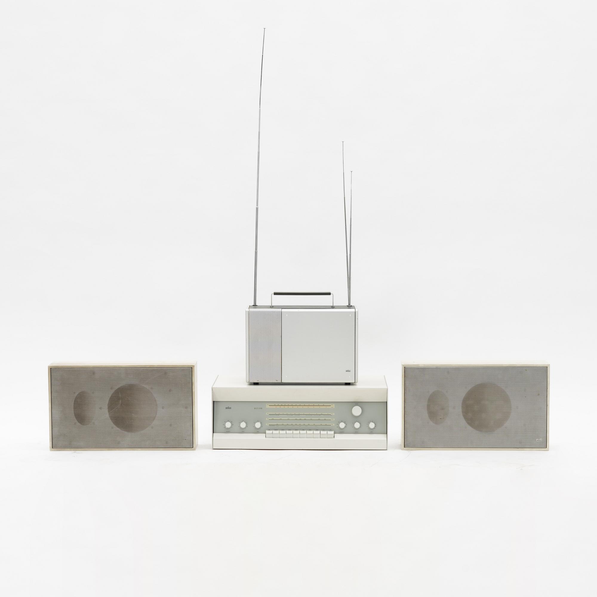 Dieter Rams, stereo receiver, model 'RCS 9-S' and speakers model 'L450/2', Braun, Germany, designed in 1961.