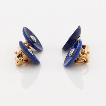Lapis lazuli and old cut diamond cufflinks and shirt buttons.