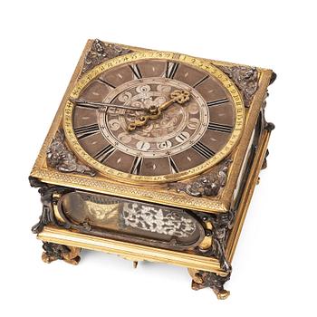 91. Traveller's Baroque Clock "Polish clock" by N Vogel (clockmaker in Stockholm 1695-1723).