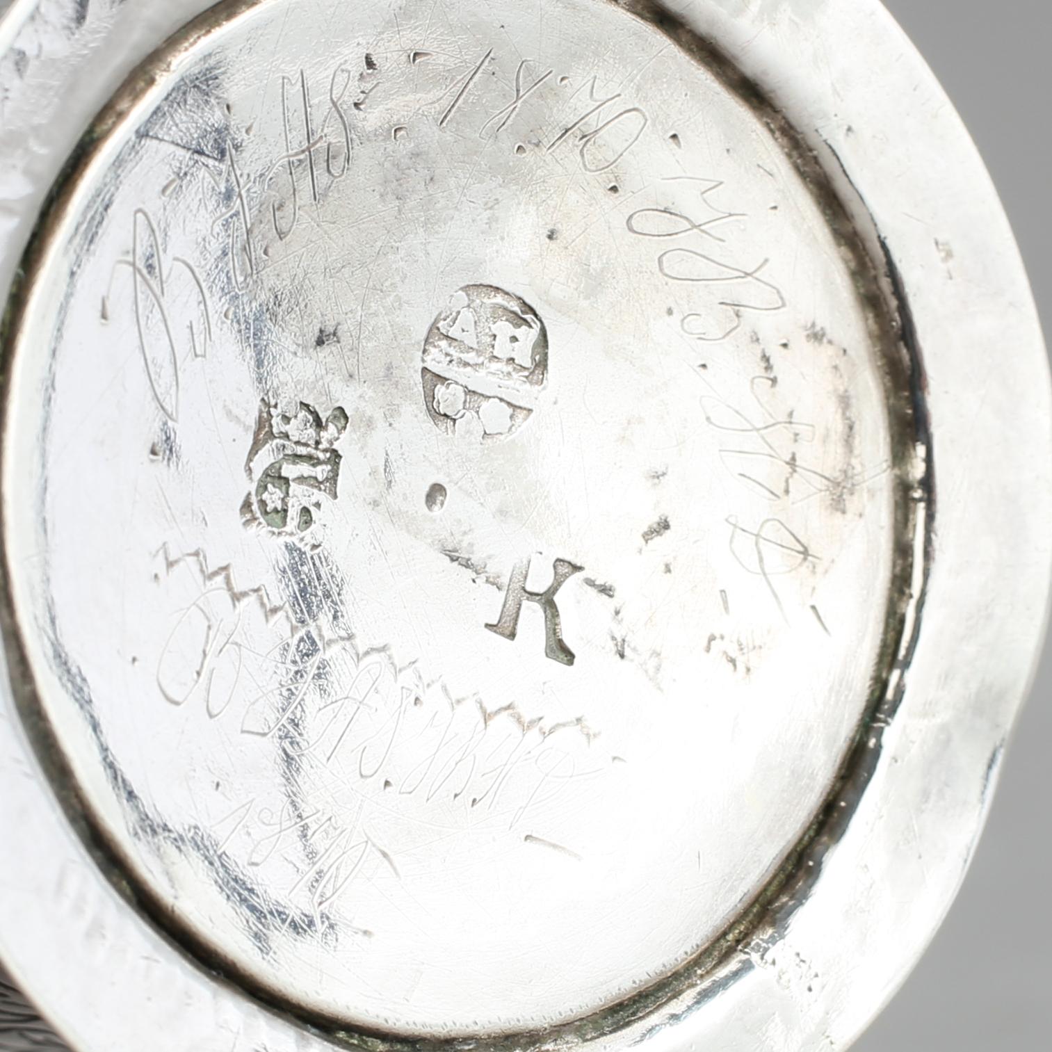 BÄGARE, silver, Anders Hafrin, Göteborg, 1768. Vikt 37 g.
