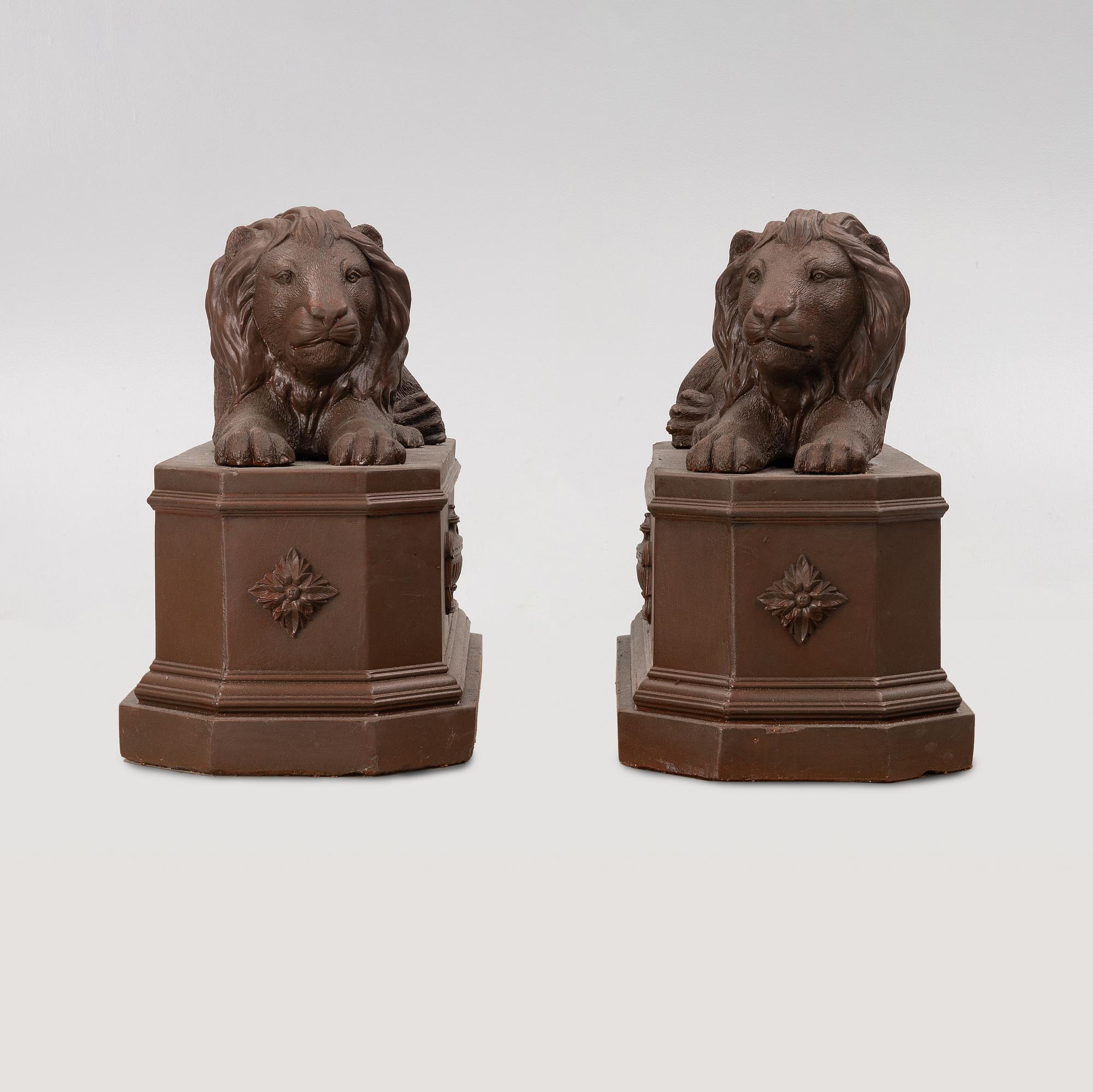 A pair of garden sculptures.