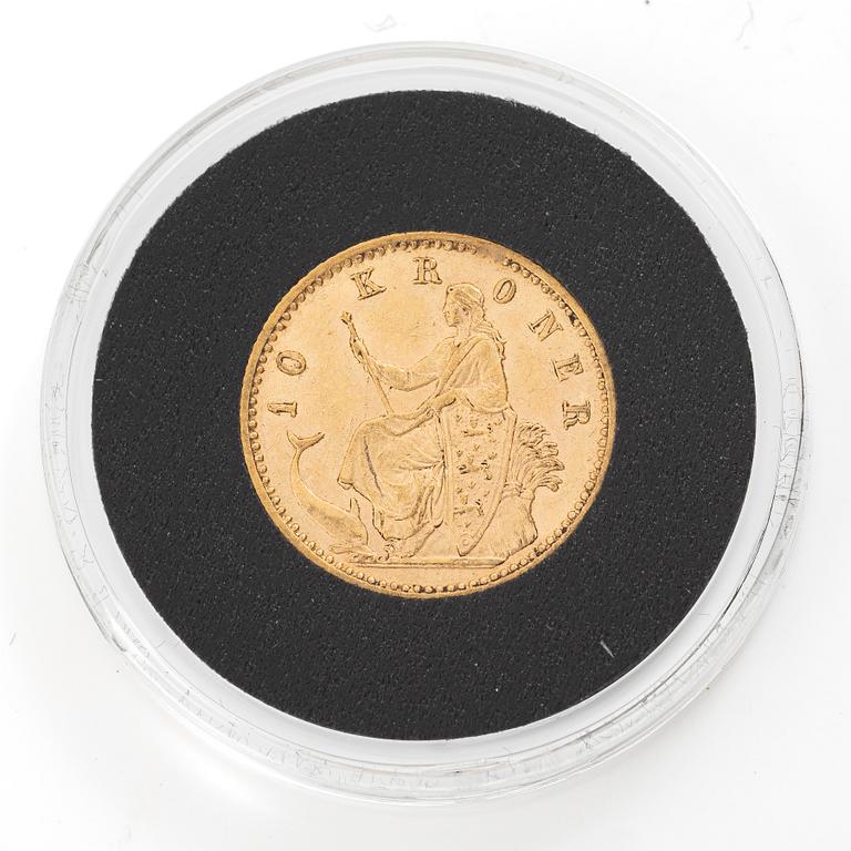 Guldmynt, Danmark, Christian IX, 10 kroner, 1900.