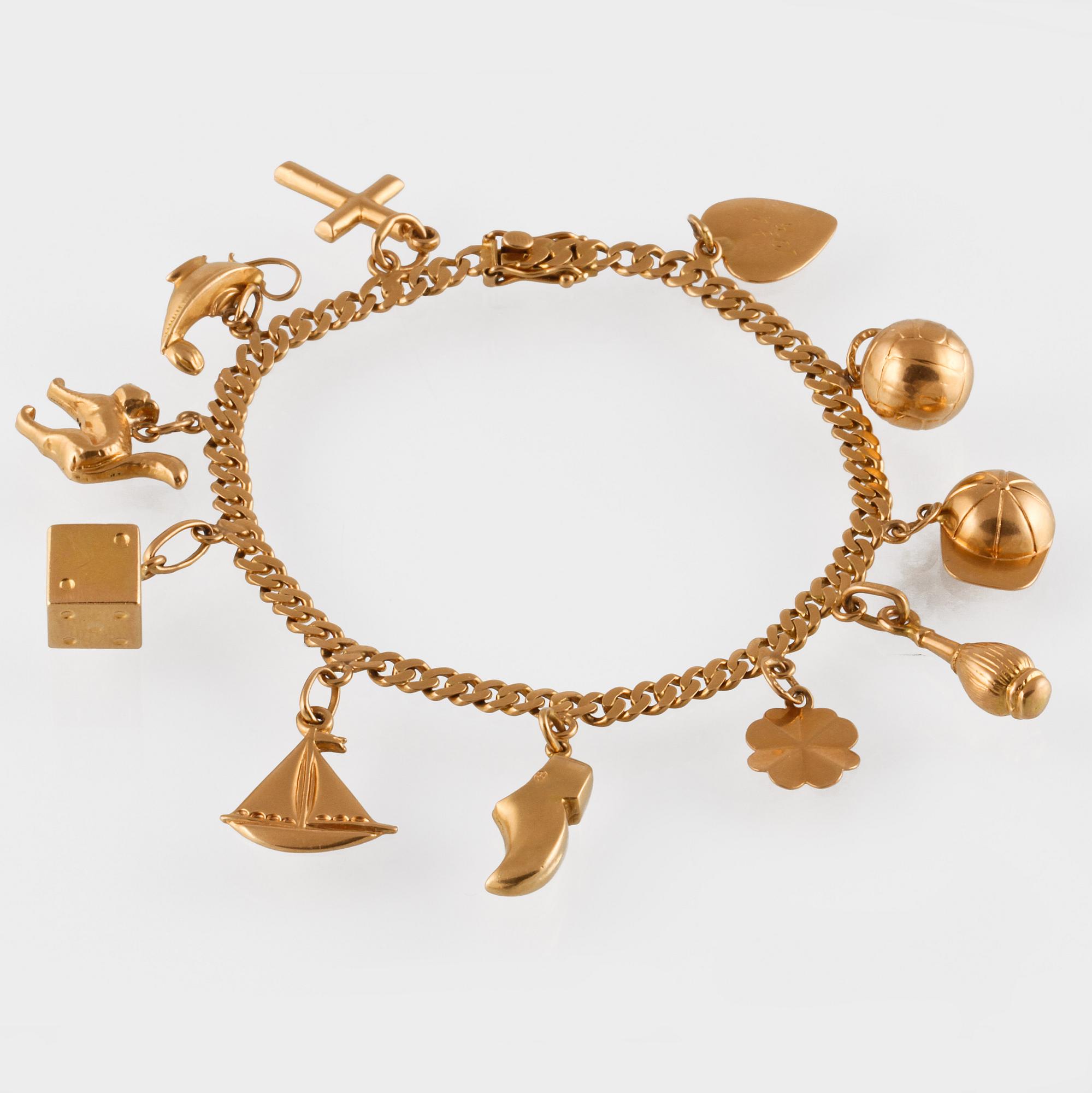 BERLOCKARMBAND,18K guld, importstämplad. Vikt  16,5 gram.