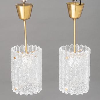 Carl Fagerlund, a pair of ceiling lamps, Orrefors, second half of the 20th Century.