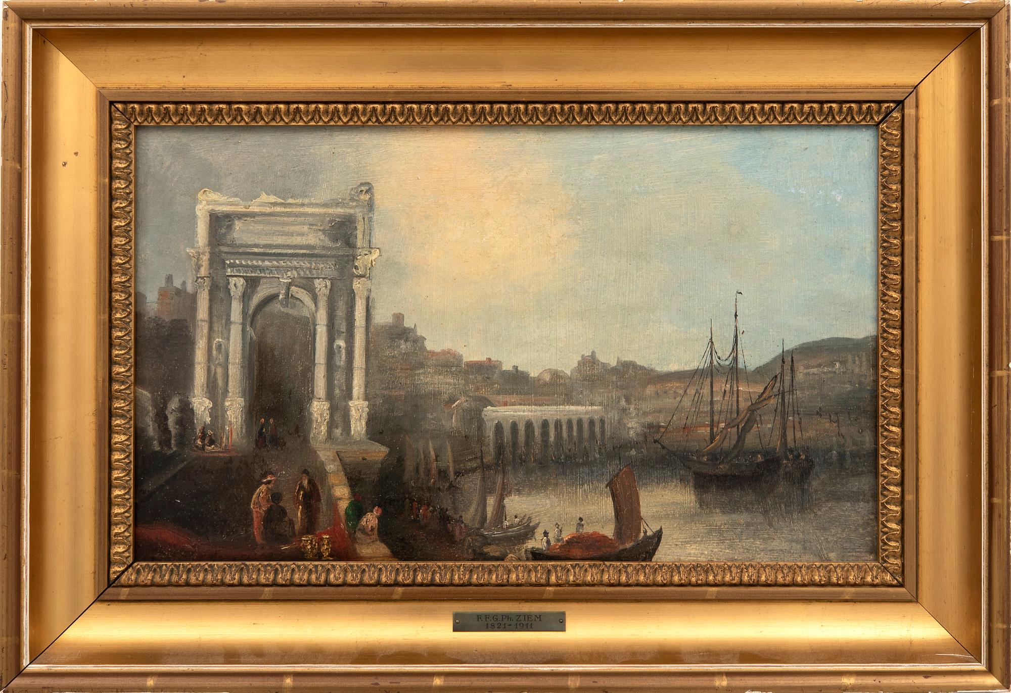 Félix Ziem, "Arch of Trajan" - hamnen i Ancona.