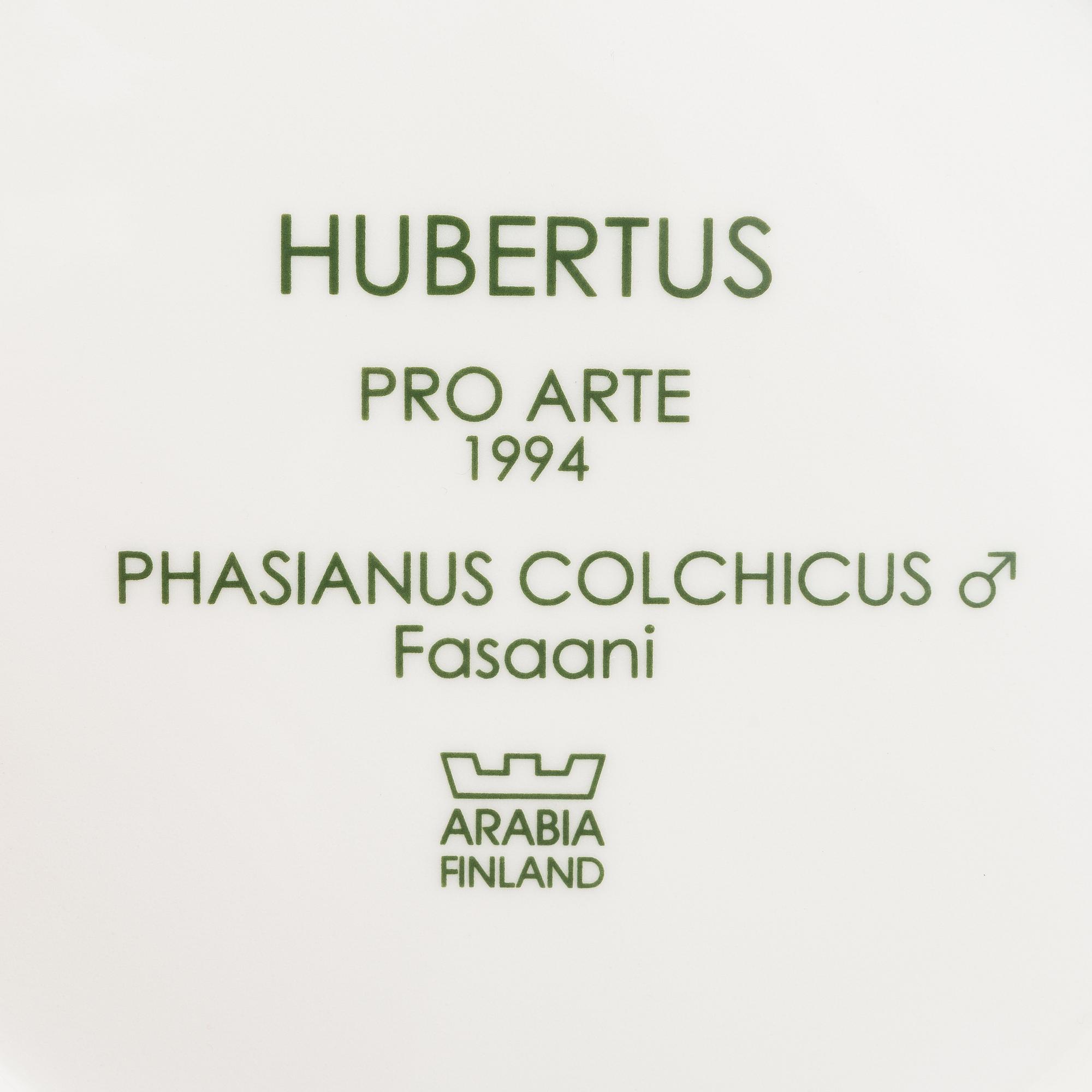 Dorrit von Fieandt, A ceramic plate, 'Hubertus', Pro Arte 1994, Arabia, Finland.