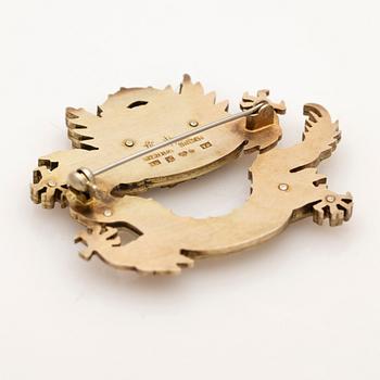 Wiwen Nilsson, Brosch i form av en drake, förgyllt sterling silver, Lund, 1973.