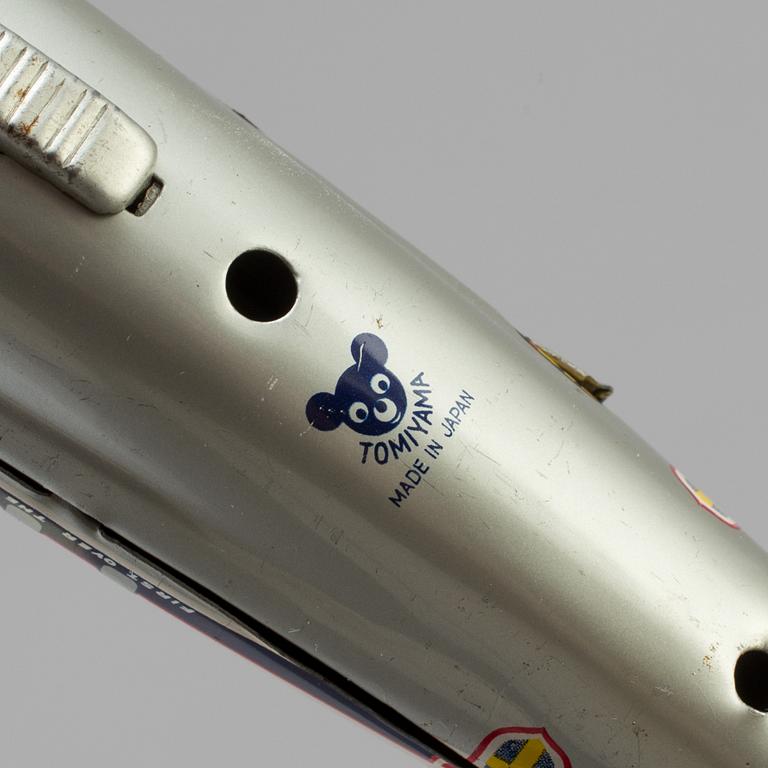 Two tinplate toy planes by Tomiyama and Arnold, Japan and Germany, 1960s.