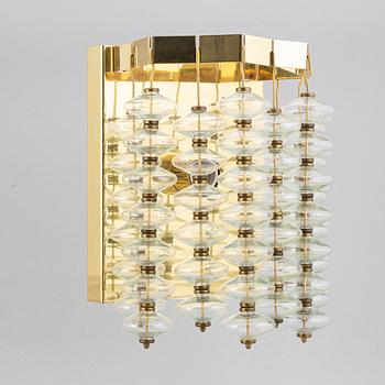 Hans-Agne Jakobsson, an 'Estrella V-258' brass and glass ceiling light, Markaryd, probably 1960's.
