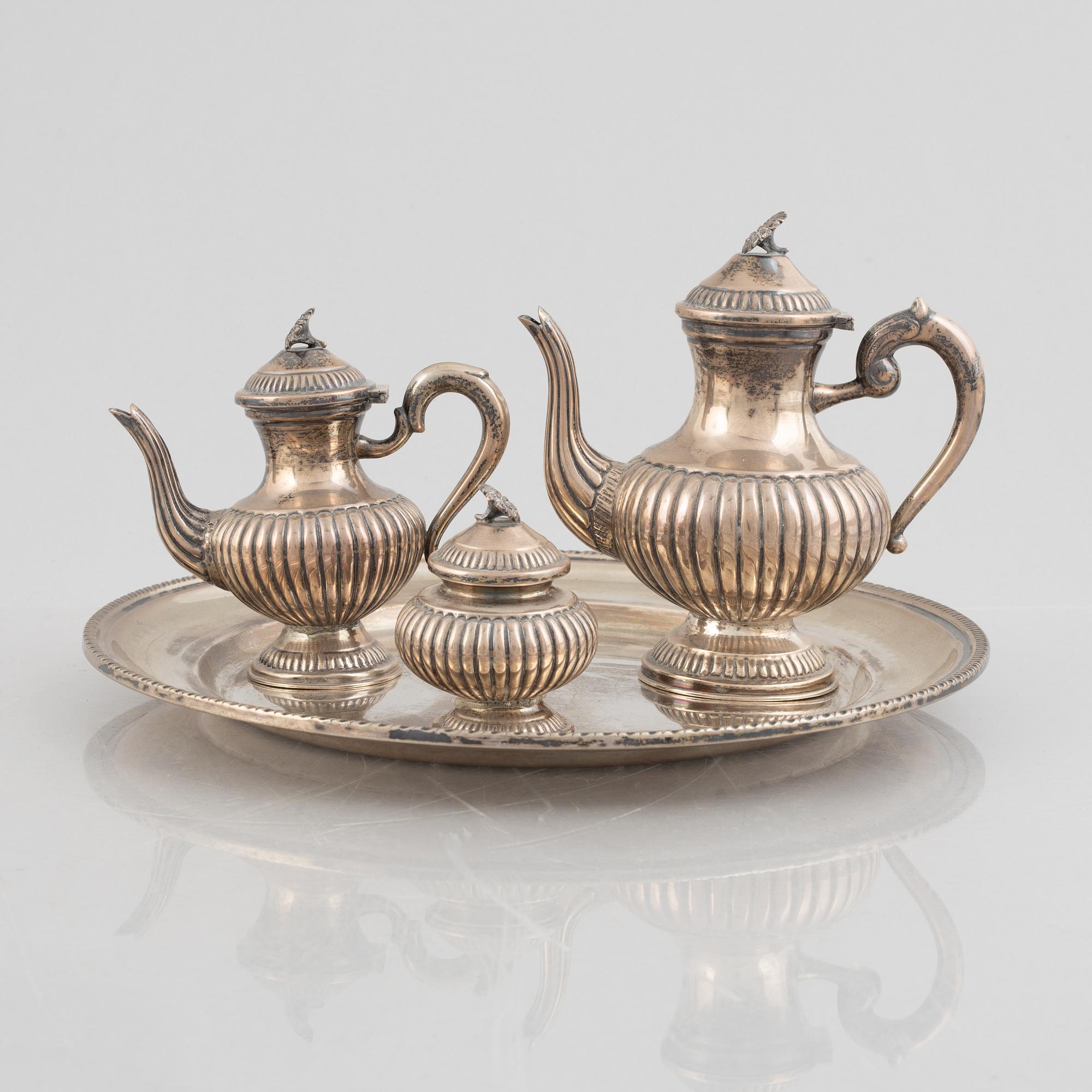 Coffee service, 3 pieces, silver 800, first half of the 20th century.