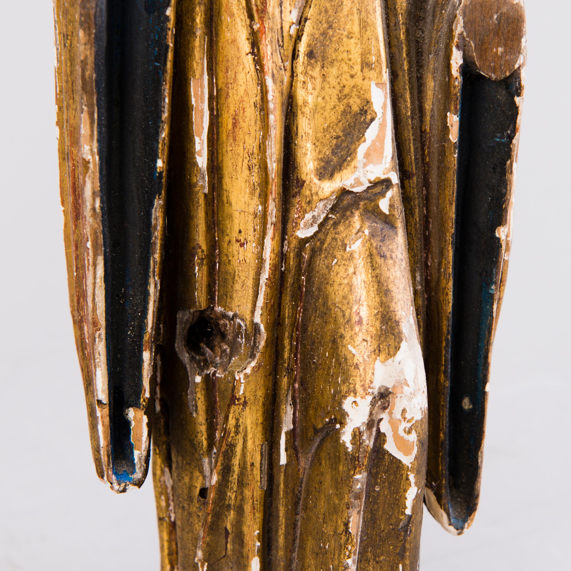 TWO SCULPTURES, painted wood, 18th century.