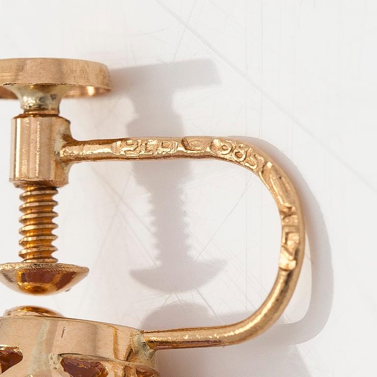 Örhängen, fasettslipade ametister, 14K guld.