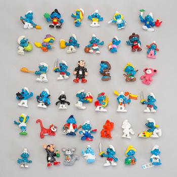 SMURFAR, 100 stycken, bla Schleich, mestadels 1970/80-tal.