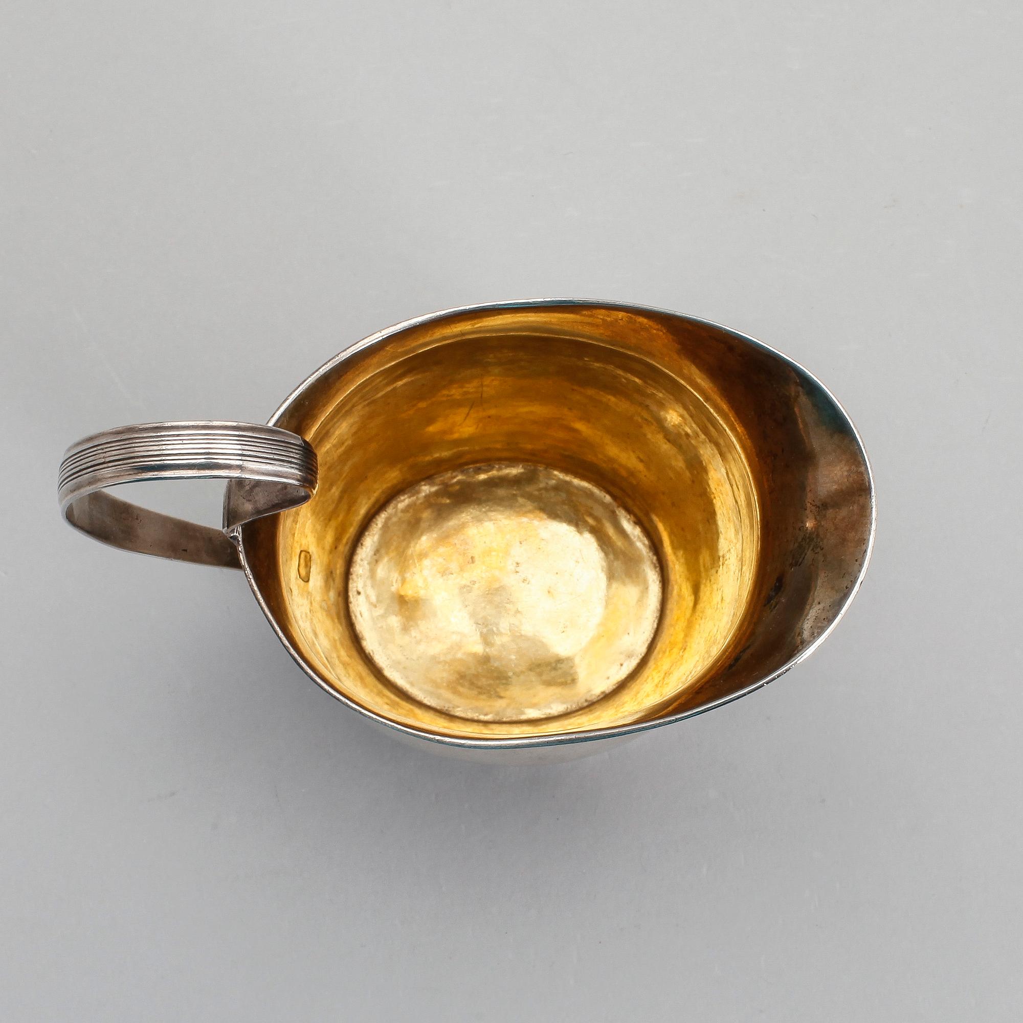 GRÄDDKANNA, empire, otydlig mästarstämpel, Sverige 1816. Vikt ca 130 gram.