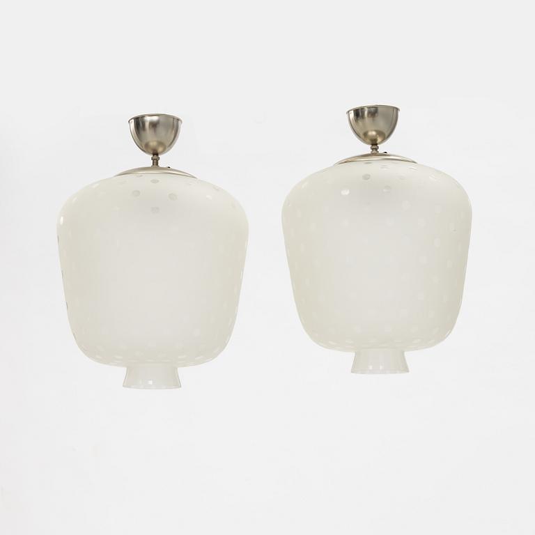 Flygsfors Glasbruk, taklampor, ett par, 1940/50-tal.