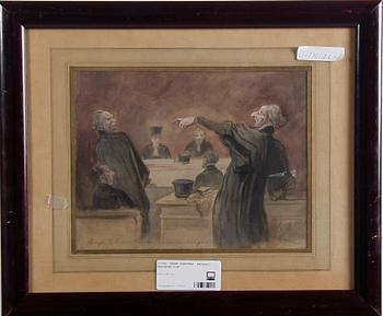 Honoré Daumier · OKÄND KONSTNÄR. Akvarell monogram sign.