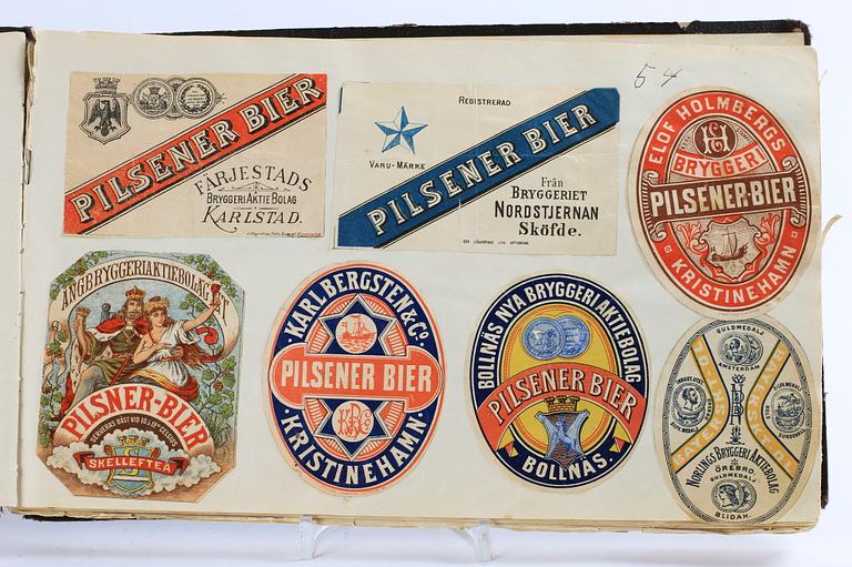 ALBUM MED ÖLETIKETTER, 1800/1900-tal.