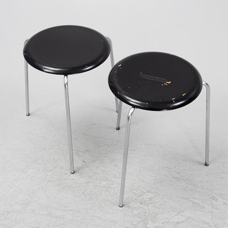 Arne Jacobsen, a pair of 'Dot' stools, Fritz Hansen, Denmark, 1960's/70's.