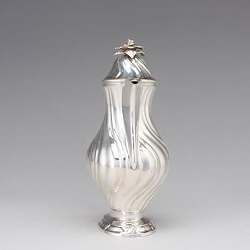 A Swedish 18th century rococo silver coffee-pot, maker's mark of Jacob Lampa, Stockholm 1770.