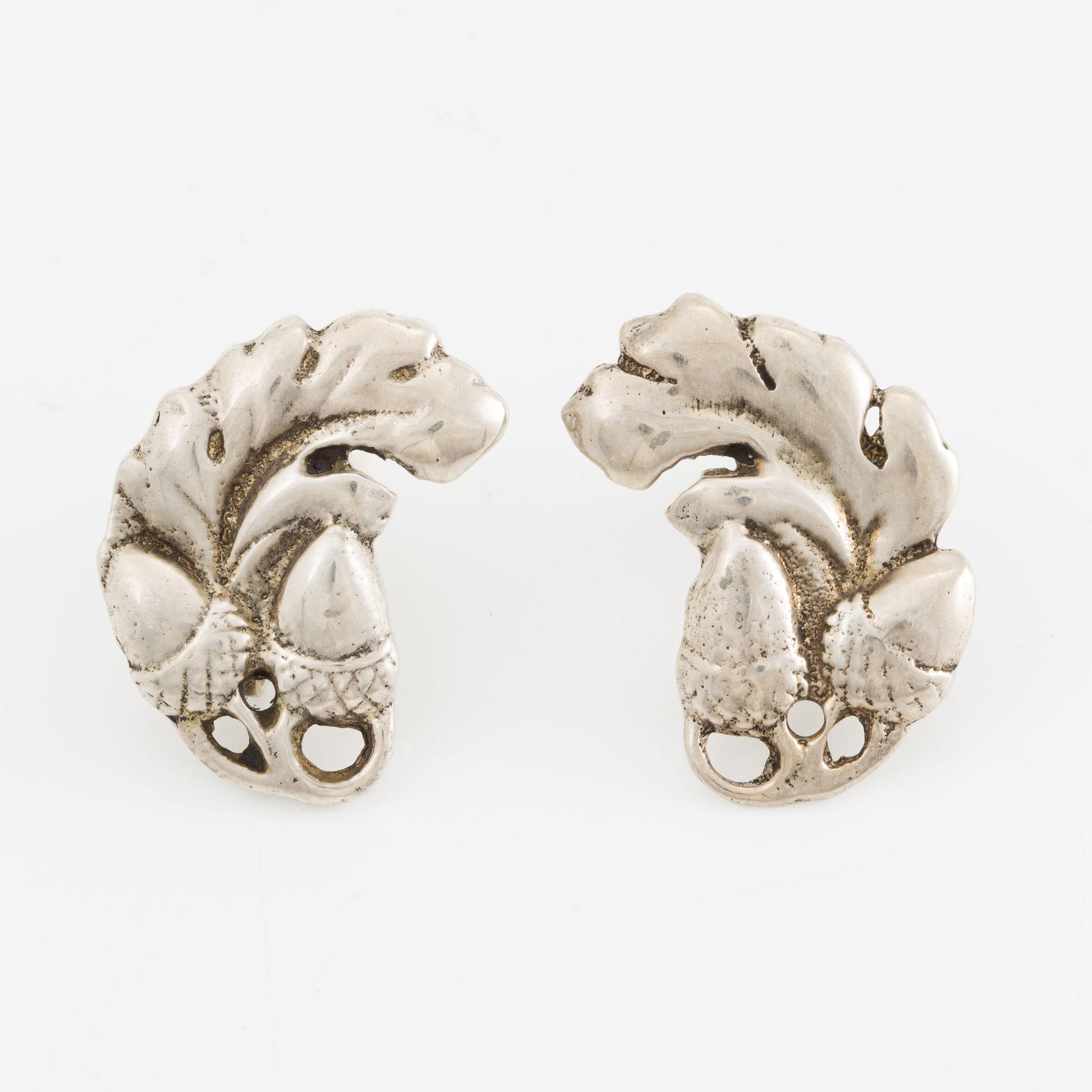 A bracelet and a pair of earrings, sterling silver, Denmark.