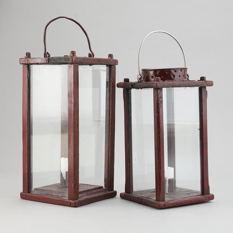 Two painted 19th Century lanterns.