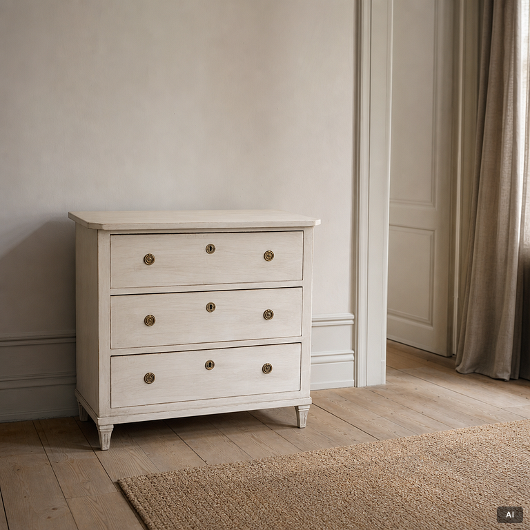 A Gustavian style chest of drawers, second half of the 20th century.