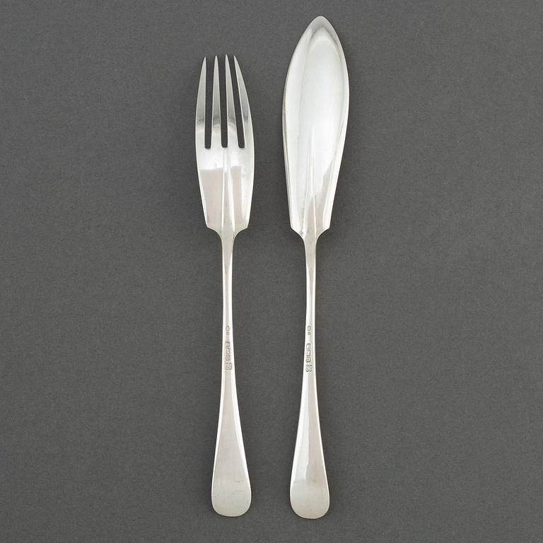 Martin, Hall & Co, 12 psc silver cutlery, Sheffield.
