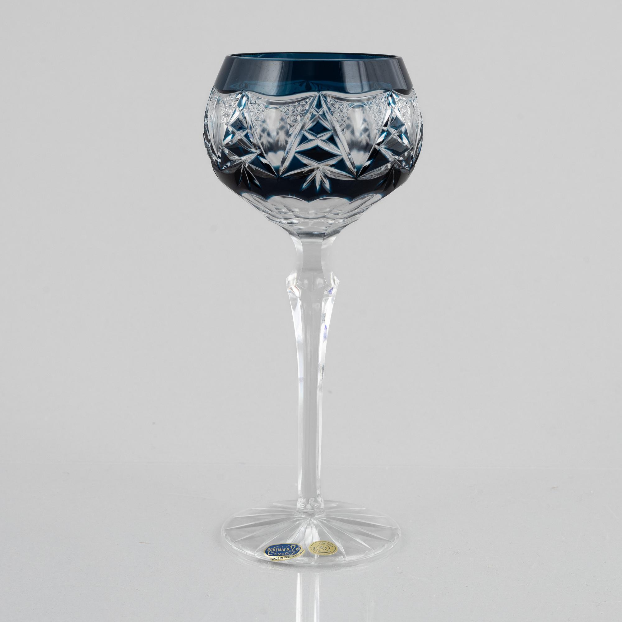 Wine glasses, 12 pcs, Bohemian style, second half of the 20th century.