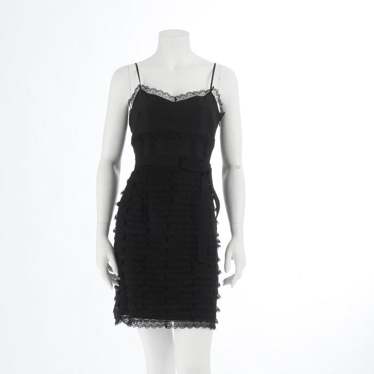 VALENTINO red, a black lace dress, size 46.