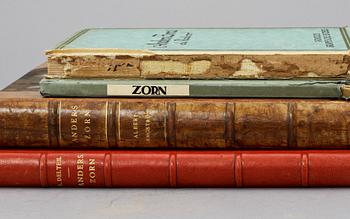 BOKPARTI, 4 st, om Anders Zorn, bl.a "Anders Zorn" av Albert Engström, Stockholm, 1928.