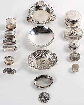 PARTI SILVER, 16 delar, bl.a Georg Jensen. 1800/1900-tal.