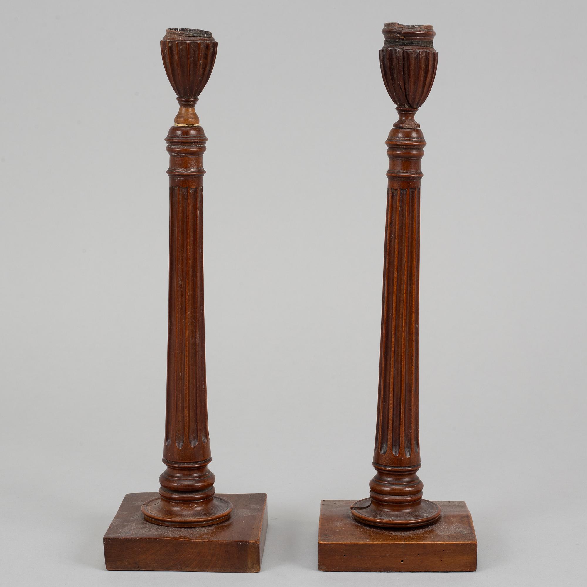 Two candlesticks, probably England. Early 19th century.