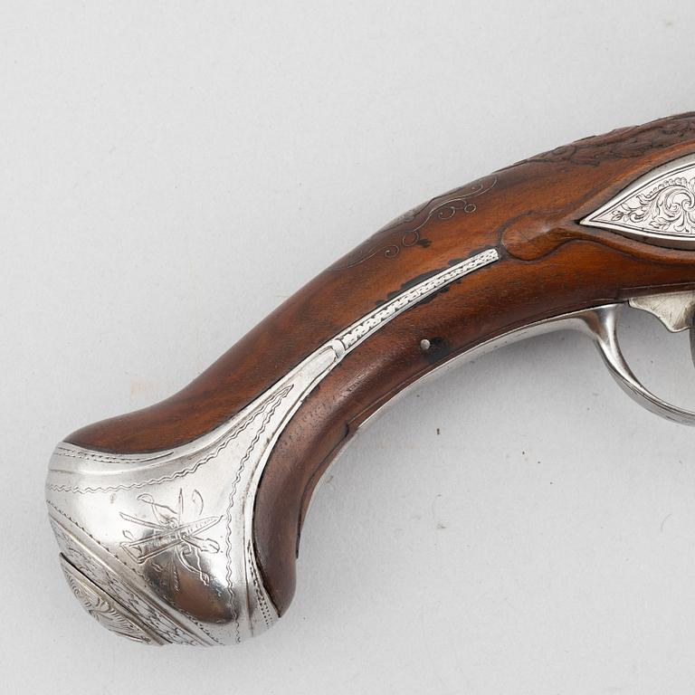 Flintlåspistoler, ett par, Franciscus Hillbert Strasbourg (verksam 1738-1784).